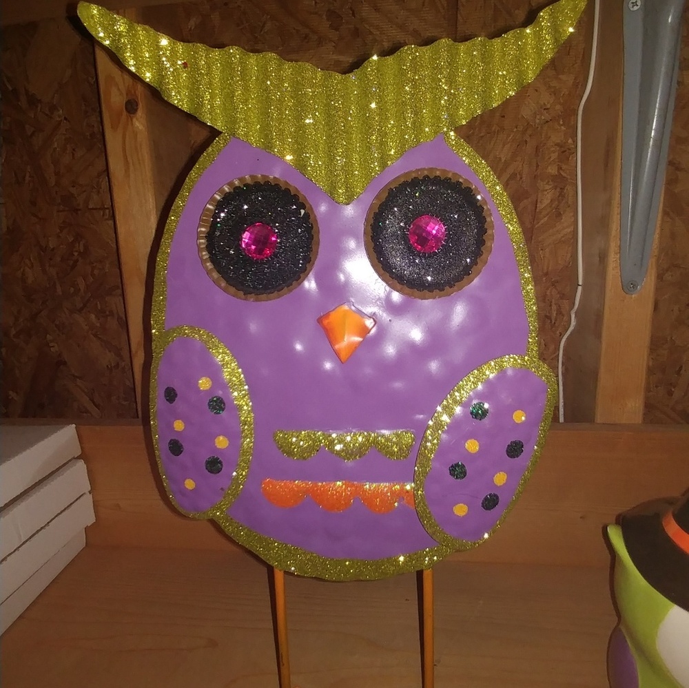 Hand painted iron owl decoration for Lauren